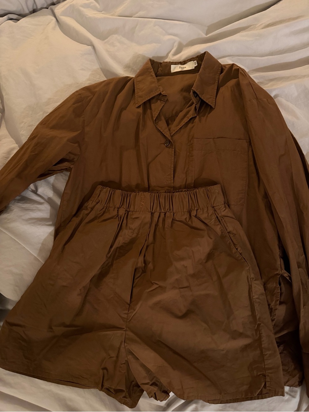 The Frankie Shop Lui Short Set in Chocolate Brown XS - Picture 2 of 4